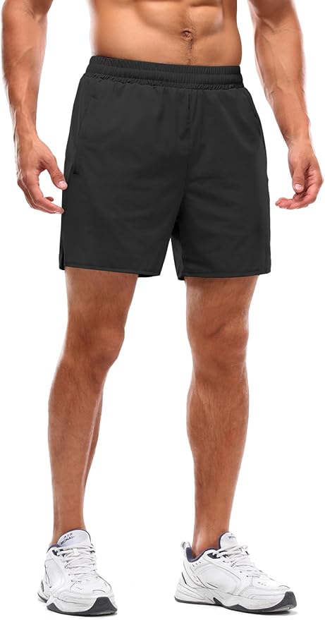 Aolesy Men's 2 in 1 Running Shorts 5" Workout Gym Athletic Shorts for Men Quick Dry Lightweight Training Shorts with Pockets