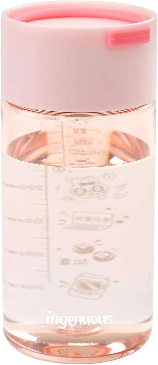 9 oz Tritan Colored Water Bottle,Infuser Small Water Bottle,Lightweight,Resuable,Leak Proof,Wide Opening,Cute and Clear(Light Pink)
