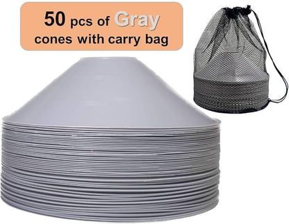 Thicker Disc Cones (Set of 50) Agility Soccer Cones with Carry Bag for Training,Football, Kids, Sports, Field Cone Markers