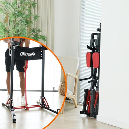 ONETWOFIT Foldable Power Tower Pull Up Bar Station, Multi-Function Adjustable Height Pull Up Dip Station for Gym Workout, Strength Training Fitness Equipment, Pull Up Stand Pro 400LBS/Pro Max 600LBS