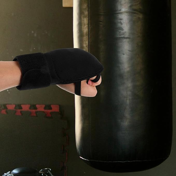 Weighted Boxing Gloves Adjustable Wrist Support Fitness Training Gloves for Kickboxing and Gym Workout, Black