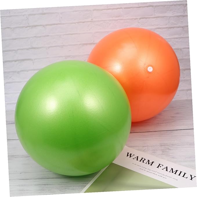 GARVALON 2pcs Anti-Burst Yoga Ball Set, Thickened Mini PVC Exercise Balls for Balancing Stability Trainer, Pilates Fitness Gym Use, Orange and Green, 15-35cm Random Size