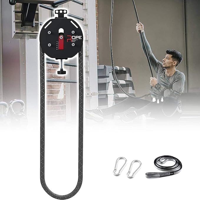 Cable Pulley System for Home Gym, 4m/13.12 Endless Rope Trainer with Adjustable Resistance for Full Body Workout, Pulley System Gym, Compact Home Gym Equipment for Arms, Back, Core Training Red