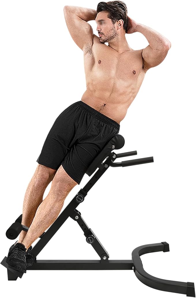 Hyperextension Bench with Adjustable Height and Back, Multi-functional Workout Bench, Back Extension Roman Chair