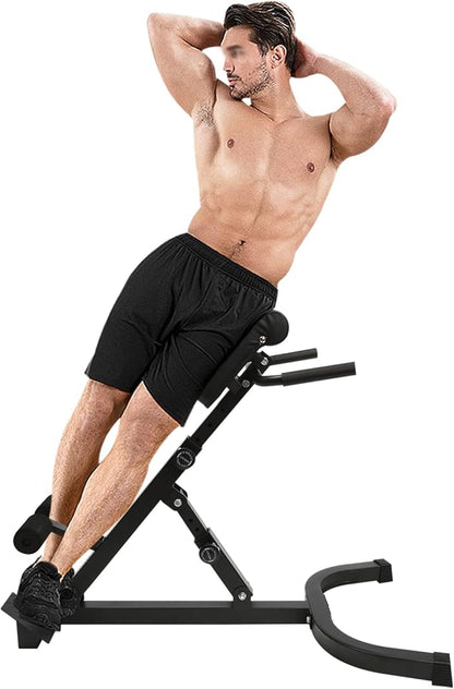 Hyperextension Bench with Adjustable Height and Back, Multi-functional Workout Bench, Back Extension Roman Chair