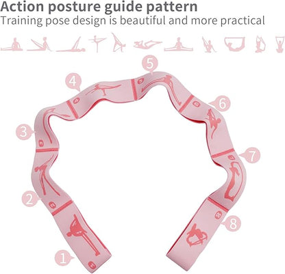 2 PCS Adjustable Extended Children's Stretching Straps with 8 Loops, Multi-Functional Elastic Stretch Bands for Gymnastics, Dance, Latin Training, Ballet, Exercise, Yoga