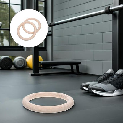 Kichvoe 2pcs Wood Gymnastic Rings Set with Heavy-Duty Adjustable Straps for Pull and Ring Strength Training Calisthenics Equipment for Home and Gym Full Body Workouts