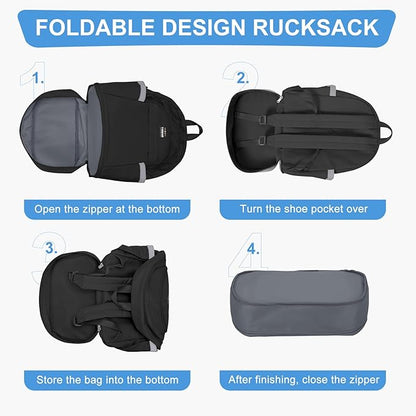 coofay Black Gym Backpack For Women Men Travel Backpack With Shoe Compartment Waterproof Sports Bag Gym Bag Dance Backpacks For Dancers