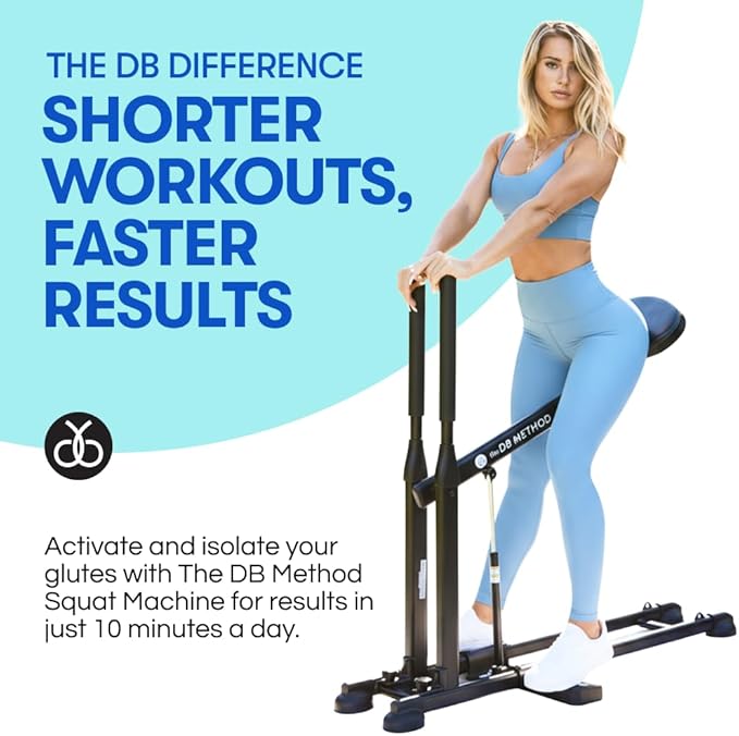 The DB Method Squat Machine, Workout Equipment for Home Gym, Exercise Leg and Glutes, Low Impact Lower Body Fitness Workouts, Training for Total-Body, Easy Setup, Foldable for Storage