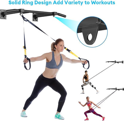 Wall Mount Pull Up Bar, Joist Beam Rafter Mount Pull-up Bar, Ceiling Mounted Chin Up Bar for Home Gym with Punching Bag Hanger