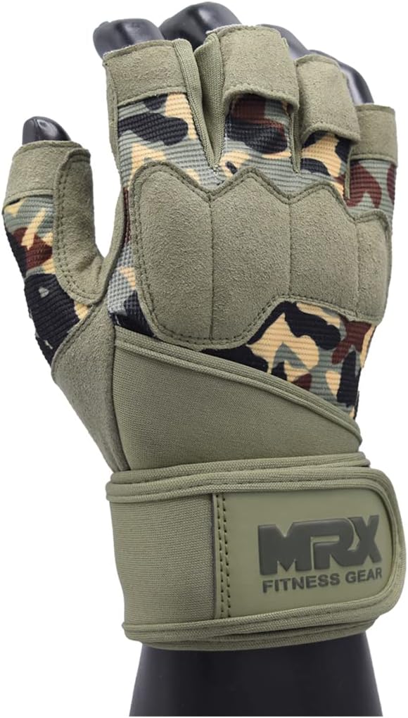 MRX Weightlifting Gloves for Men Workout Gloves Mens Wrist Support Lifting Gloves Male Gym Gloves | Workout Gym Accessories for Men Weight Lifting Fingerless Gym Exercise for Powerlifting