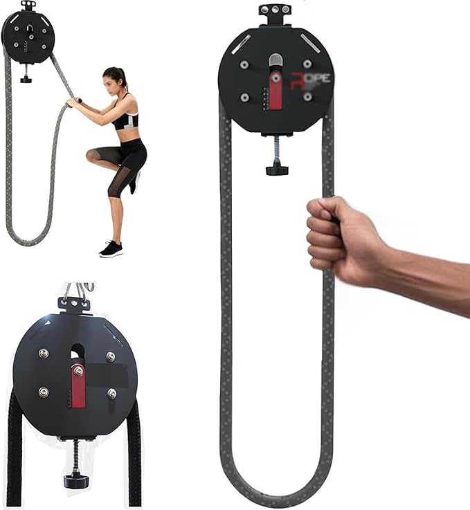 Suspension Endless Rope Pulley System, Endless Rope Trainer, Portable Cable Pulley Machine with Adjustable Resistance, Suspended Rope Climbing Machine for Athletes, Hiit & Functional Workouts Red
