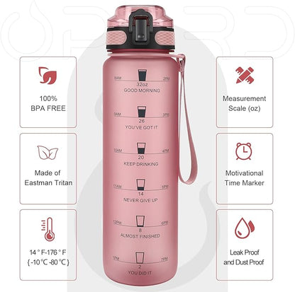Opard 30oz/32oz Sports Water Bottle with Leak Proof Flip Top Lid BPA Free Tritan Reusable Plastic for Gym and Outdoor, Travel Water Bottle