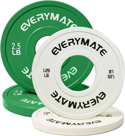 EVERYMATE Change Weight Plates 1.25LB 2.5LB 5LB Set Fractional Plate Olympic Bumper Plates for Cross Training Bumper Weight Plates Steel Insert Strength Training Weight Plates