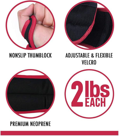 Comfecto Wrist Weights with Thumb Loops Lock, 1lb*2 2lbs*2 for Running, Strength Training, Walking, Exercises, Gym, Cardio, Men, Women