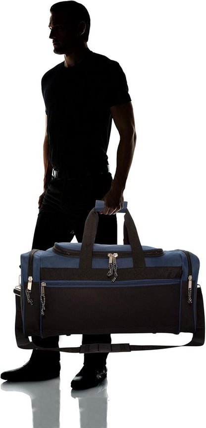 DALIX 21" Blank Sports Duffle Bag Gym Bag Travel Duffel with Adjustable Strap in Navy Blue