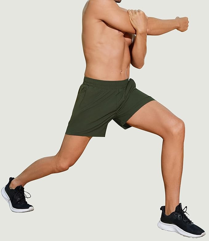 PINSPARK Men's Workout Shorts 5" Lightweight Running Shorts Quick Dry Athletic Gym Shorts with Zip Pocket Towel Loop