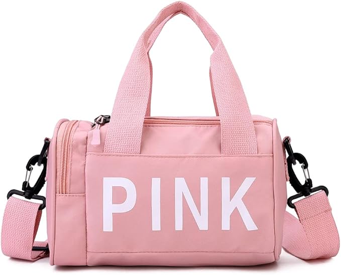 Mini Small Crossbody Bag Gym Bag for Women Men, Cute Small Duffle Bag Aesthetic Sports Handbag, Waterproof Gym Tote Bag Portable Fitness Shoulder Bag for Sports Travel (Pink-a)