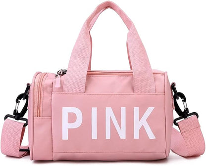 Mini Small Crossbody Bag Gym Bag for Women Men, Cute Small Duffle Bag Aesthetic Sports Handbag, Waterproof Gym Tote Bag Portable Fitness Shoulder Bag for Sports Travel (Pink-a)
