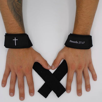 Powerlifting Christian Wrist Straps, Soft Cotton Blend Lifting Straps for Weightlifting, Gym Wrist Support for Deadlifts, Rows, and Pulling Exercises (Pair)