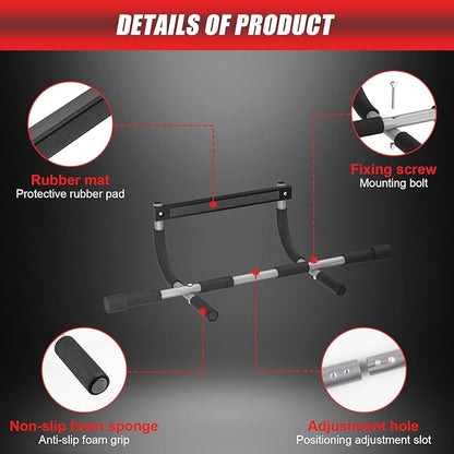 Pull Up Bar for Doorway, Portable Pull-up Bar for Strength Training, Body Fitness Workout Bar With Thickened Steel, Indoor Chin-Up Bar&Upper Body Workout Bar Fitness Trainer for Home and Gym