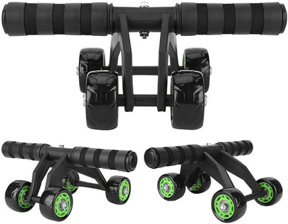 Ab Roller for Abs Workout - 4 Wheel AB Wheel Roller - Workout System - with Knee Protection Pad - Home Gym Workout Exercise Equipment - Abdomen Muscle Training - for Men/Women(Green+Black)