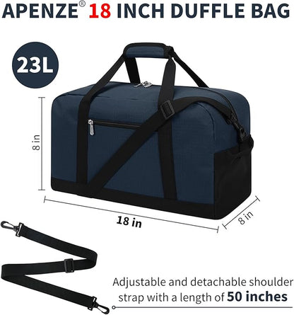 Small Gym Bag 18 inch Carry On Duffel Bag for Weekender Travel - Navy Blue