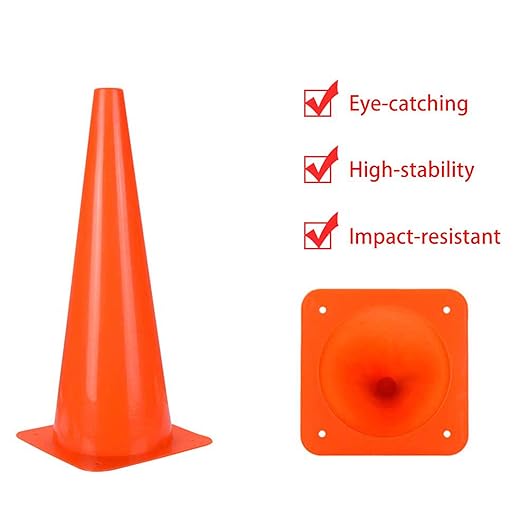 [5 Pack] 18 inch Traffic Cones, Safety Road Parking Cones,Agility Field Marker Cones for Soccer Basketball Football Drills Training, Outdoor Sport Activity & Festive Events