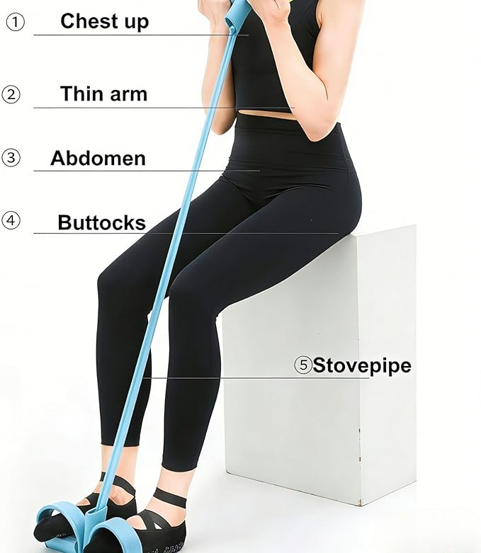 21Fitness Resistance Bands-6 Tube Pedal Ankle Puller with 8 Shape Resistance Band,Multifunction Tension Rope, for Strength Training, Tummy, Waist, Arm, Leg Slimming, Home Gym Exercise Equipment