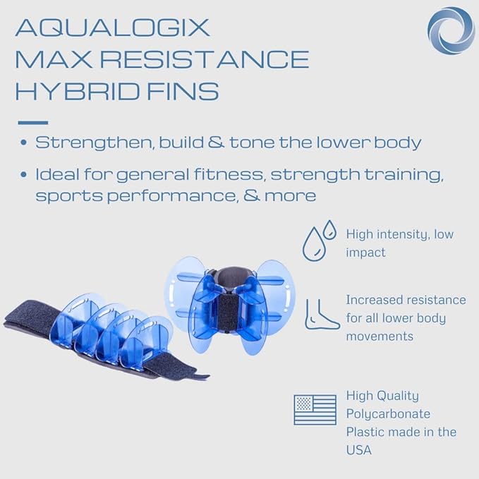 Total Body Pool Weights for Water Exercise Bundle, Polycarbonate Upper Body Bells & Padded Lower Body Fins, Aqua Therapy, Pool Exercise, Water Aerobics, Color Indicate Resistance Level