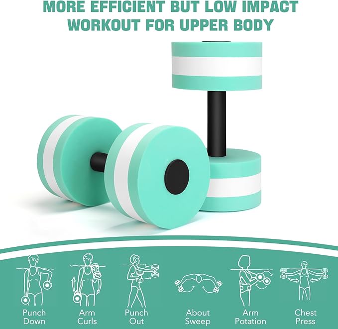 Pool Weights for Water Exercise 2 Pack, Aquatic Dumbbells for Pool Fitness & Water Aerobic Workouts, Dense and Sturdy Water Weights for Pool Exercise and Activities