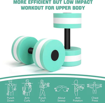 Pool Weights for Water Exercise 2 Pack, Aquatic Dumbbells for Pool Fitness & Water Aerobic Workouts, Dense and Sturdy Water Weights for Pool Exercise and Activities