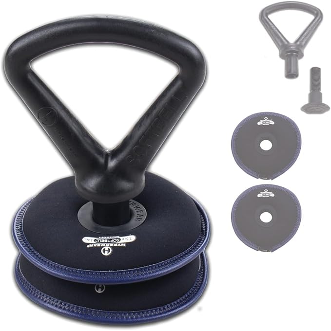 Hyperwear SoftBell Adjustable Kettlebell Set - Soft, Vinyl-Coated Weight Plates with Rubber Base - Versatile Home Gym Equipment - Compatible with SoftBell Barbell & Dumbbell
