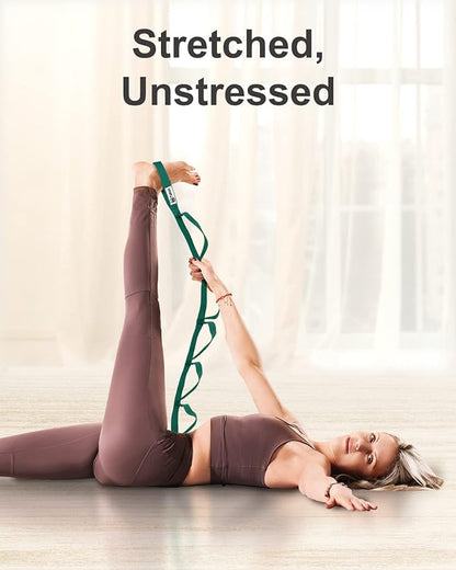 Tumaz Stretching Strap - 10 Loops & Non-Elastic Yoga Strap - Perfect Home Workout Stretch Strap for Physical Therapy, Yoga, Pilates, Flexibility