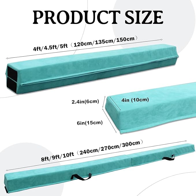 8FT/9.5FT Folding Balance Beam, Portable Gymnastics Beam Equipment with Non Slip Rubber Base & Suede Cover for Training/Practice/Professional Home Exercise