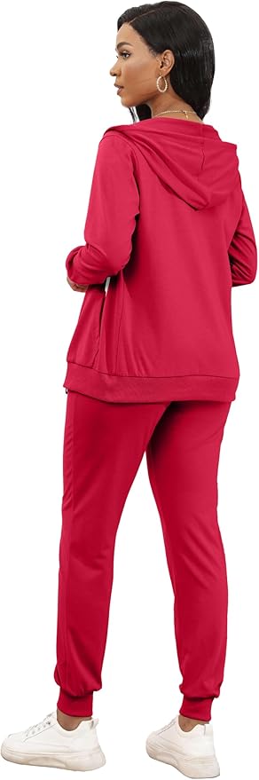 CLOCOR Track Suits for Women Set - Casual 2 Piece Outfits Sweatsuit Pocket Hoodies Long Sleeve with Patchwork Pants Set