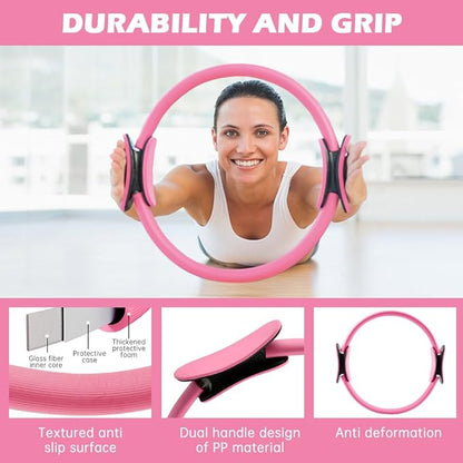 Pilates Essentials Kit for Women, 14 Pcs Pilates Equipment for Home Workouts with Yoga Circle Ball Ring, 5 Resistance Bands,Pedal Puller Resistance Band