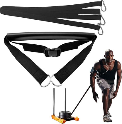 Sled Pulling Belt Set, Adjustable Waist Training Belt with Pulling Rope for Strength Agility Power Training to Help Full Body Building