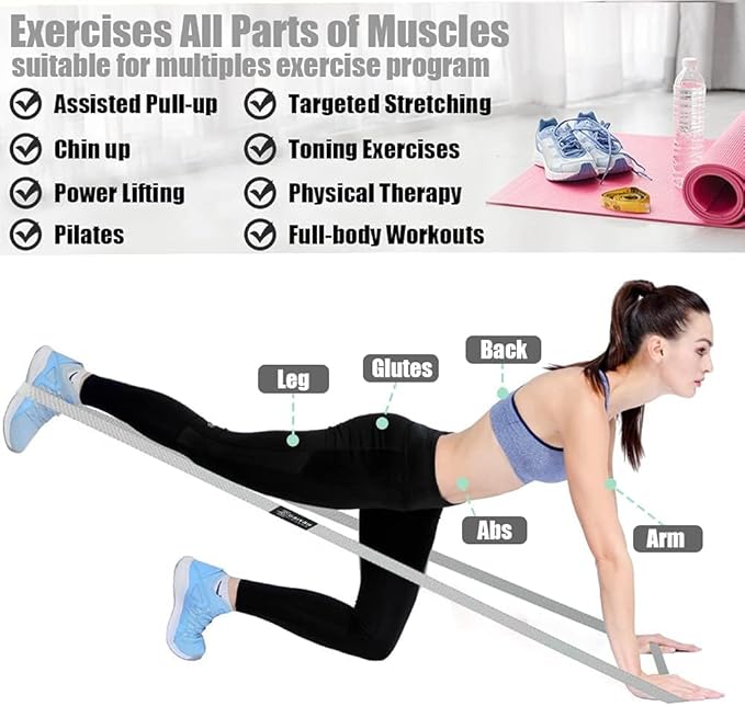 Long Resistance Bands for Working Out Women, Fabric Resistance Band, Stretch Bands for Exercise Bands Resistance Bands Set for Physical Therapy, Elastic Bands for Exercise