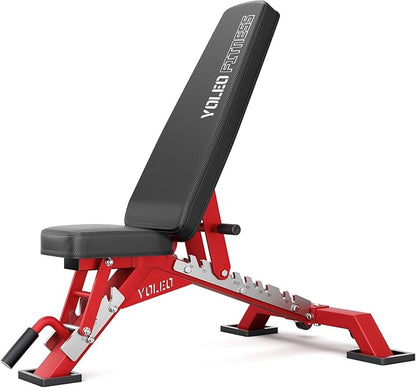 YOLEO Commercial Adjustable Weight Bench - MAX 2315LBS Heavy Duty Workout Bench for Home Gym, Flat/Incline/Decline Bench Press 2.4" Thick Pad (6-Step Assembly)