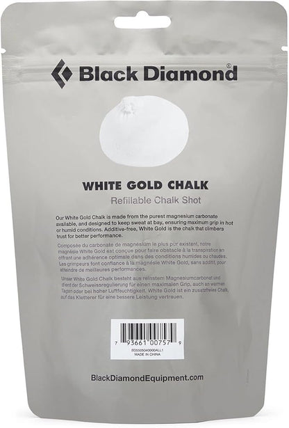 BLACK DIAMOND White Gold Chalk | 100% Magnesium Carbonate | Superior Grip & Moisture Absorption for Rock Climbing & Training | Loose or Refillable Variations