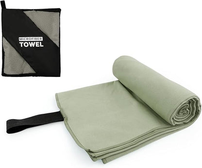 Camping Towel L Size Quick Dry Microfiber Lightweight for Beach Swimming Pool Travel Body Hot Yoga Mat Towels (Army Green, 1 Pack L)