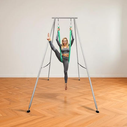 VEVOR Yoga Stand Frame, Max 441-551 lbs Load Swing Stand, Triangular Structure Aerial Rig, Aerial Silk Stands with Yoga Hammock, Standard & Height-Adjustable Version