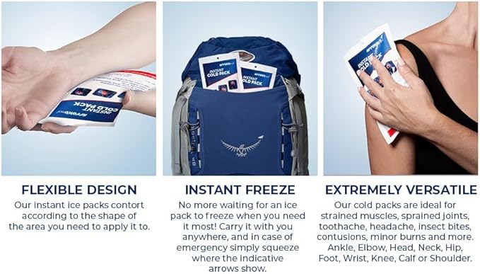 Instant Cold Pack -36 Count Disposable Large 7.5 x 4.5 Inches Ice Packs