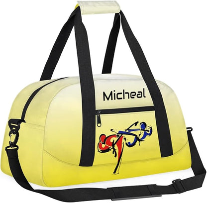 Personalized Martial Art Bag Duffel Bag for Boys Girls, Custom Taekwondo Karate Bag for Travel Weekender Practice Gradient Yellow