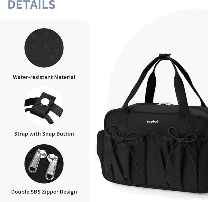 ECOHUB Small Gym Bag for Women, Mini Gym Duffle Bag with Wet Compartment, Bowknot Sports Bag, Cute Gym Tote Bag Dance Yoga Workout Travel Bags Black