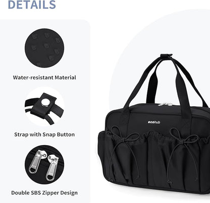 ECOHUB Small Gym Bag for Women, Mini Gym Duffle Bag with Wet Compartment, Bowknot Sports Bag, Cute Gym Tote Bag Dance Yoga Workout Travel Bags Black