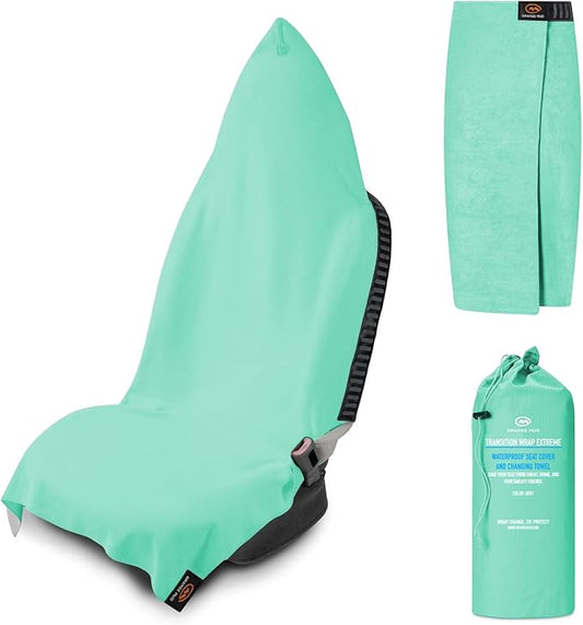 Orange Mud Transition Wrap Extreme – Mint Waterproof Car Seat Cover & Changing Towel – Secure Wrap for Runners, Cyclists, Triathletes, Gym-Goers – Quick-Dry, No-Slip Fit, Machine Washable