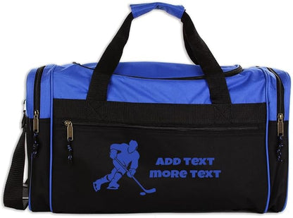 Personalized Sport Deluxe Duffel Bag With Custom Name & Text - Hockey