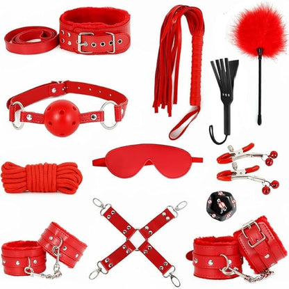 The Home Gym Exercise Set Includes 12 Different Accessories, Including Adjustable Aerobic Exercise Equipment for Both Men and Women-Q (red)
